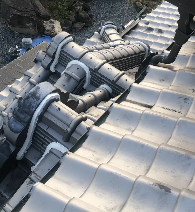 屋根漆喰 鬼まわり補修工事